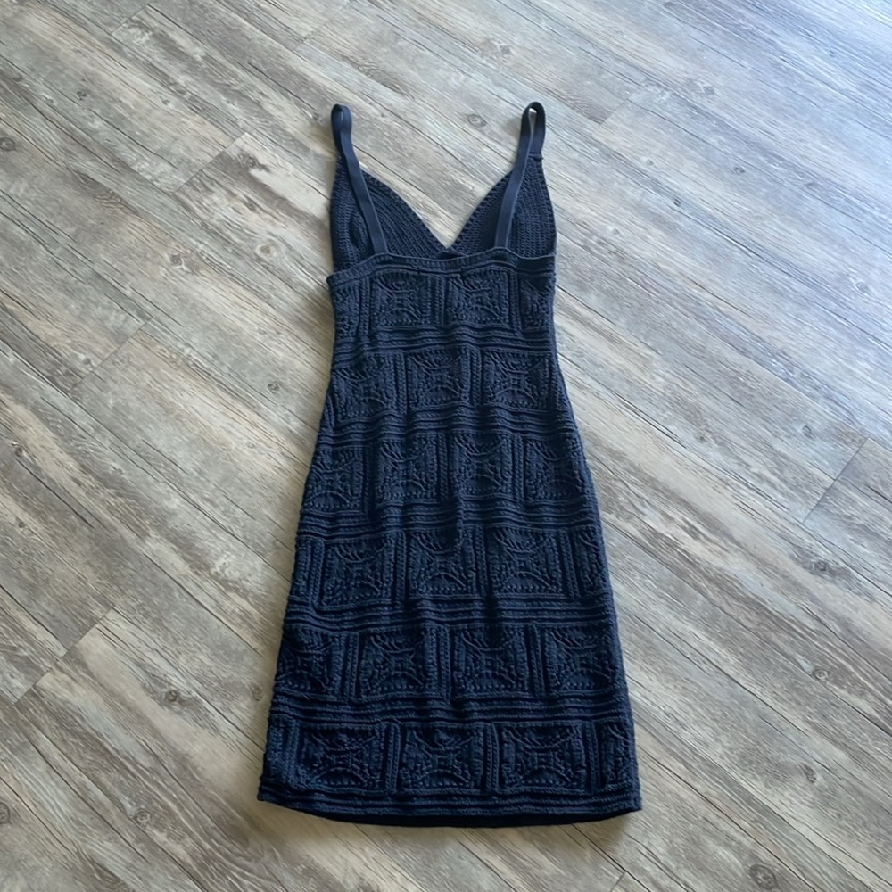 Anthropologie Crochet Knit Mini Dress In Black - Picture 7 of 7